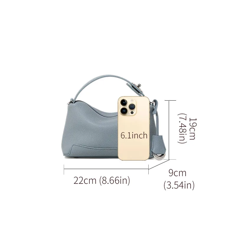 Aidrani Women's First-Layer Cowhide Single Shoulder Cross-Body Bag Niche High-End Office Worker Light Small Bag, Bucket Handbag view 5