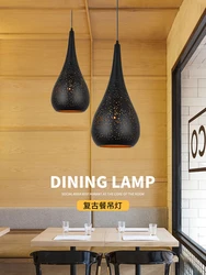 Vintage Industrial Dining Room Chandelier Loft Bar Internet Cafe Kitchen Clothing Store Pendant Lamp  Iron Hollow Droplight