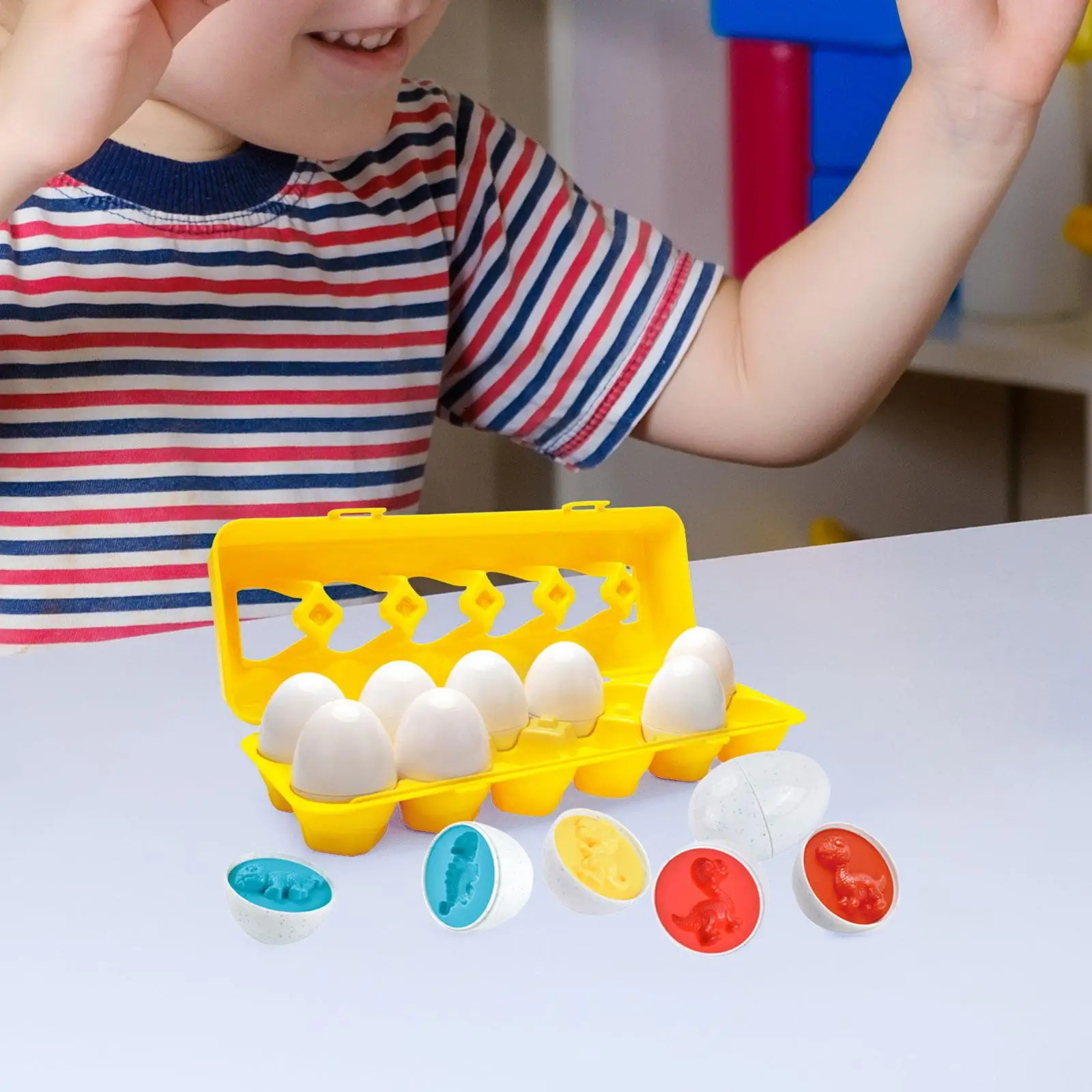 12 peças de brinquedo de ovo combinando com cores e formas com suporte para ovos, formato educacional correspondente para bebês pré-escolares de 3 4 5 6 anos