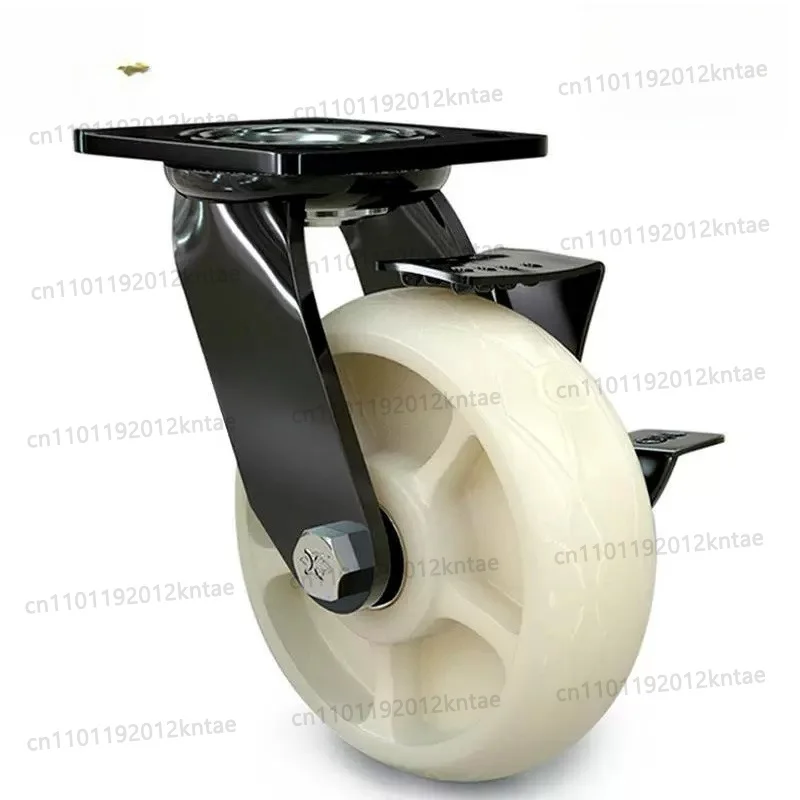 Heavy-duty electrophoresis 6inch double-axis flat bottom edge brake pattern nylon swivel casters trolley casters