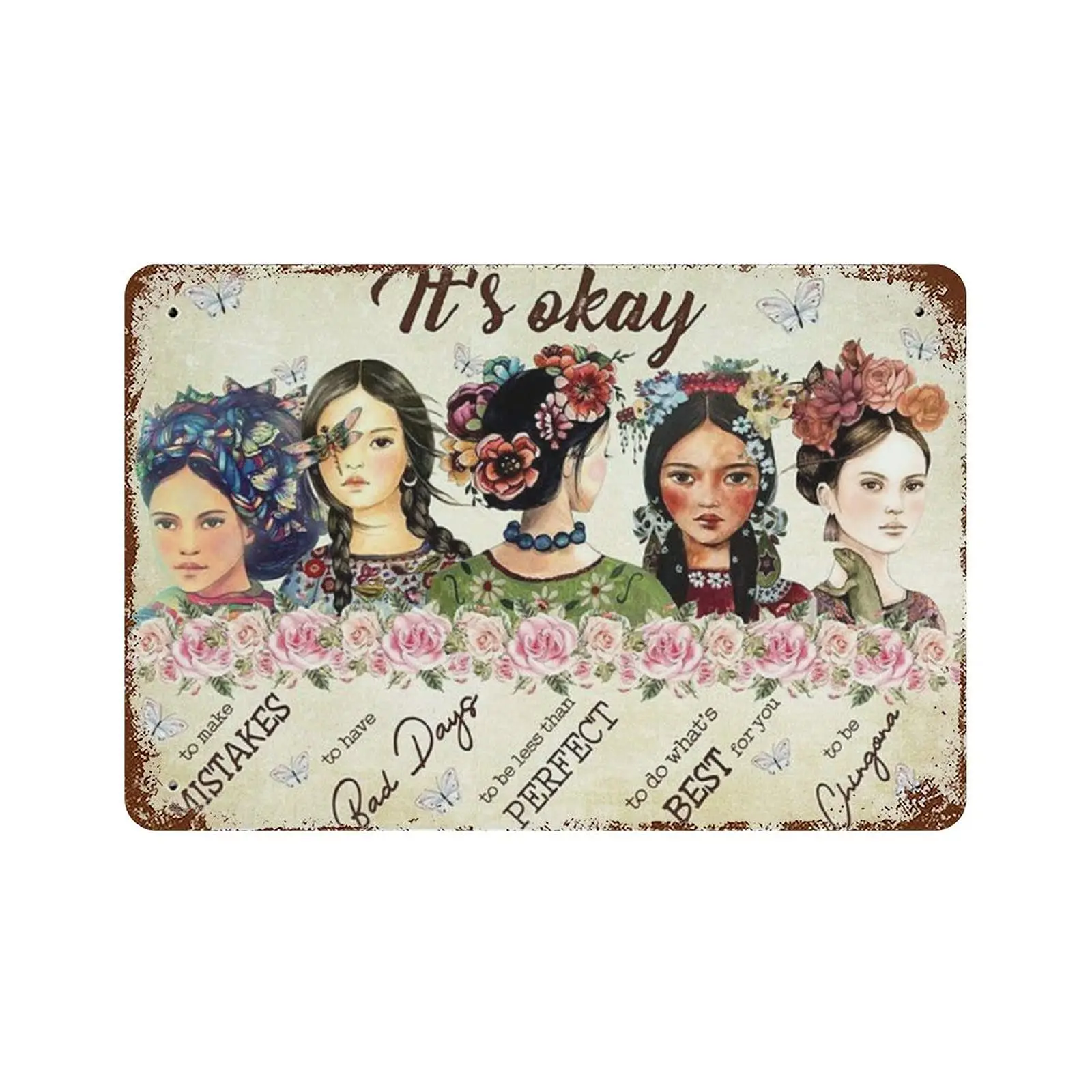 New Vintage Retro Metal Tin Sign Mexican Beauty Girl Home Kitchen Bar Bedroom Living Room Wall Decor Plaque Signs 8x12inch