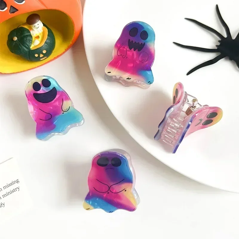 Divertente Halloween Piccolo Fantasma Artiglio Dei Capelli Clip Gradiente Espressione Del Fumetto Granchio Clip di Capelli Clip di Squalo per Accessori Per Capelli Delle Donne