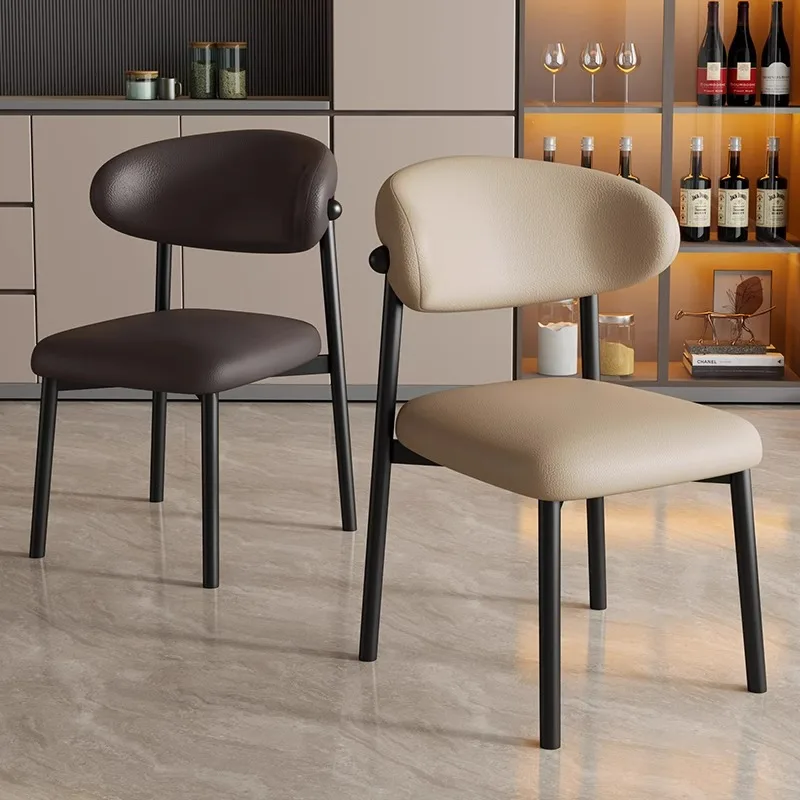 

Nordic Simple Dining Table Chairs Light Luxury Modern Metal Chairs for Home or Hotel Restaurant Leisure with Backrests