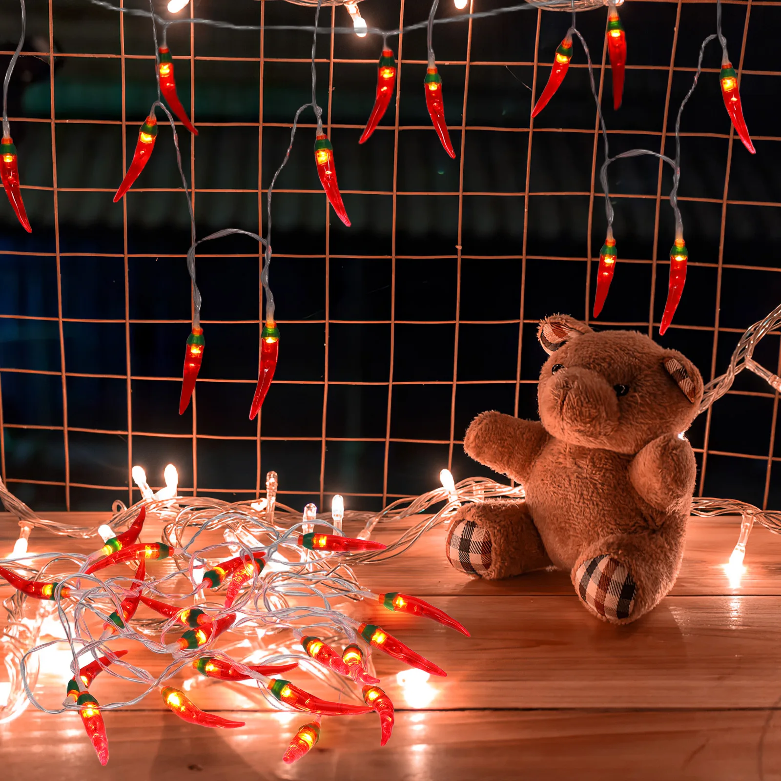 

20 LED Red Chili String Lights 3m Waterproof Decorative Pepper Lights for Party Wedding Safe Low Voltage Non-poisonous Balcony