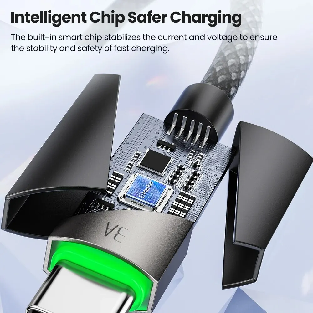 كابل شحن سريع USB من النوع C من توكي ، شاحن 3A ، إيقاف تشغيل ذكي ، من A إلى USB C ، شاومي ، سامسونج ، هواوى ، سلك بيانات LG ، 1 متر ، 2 متر ، 60 واط