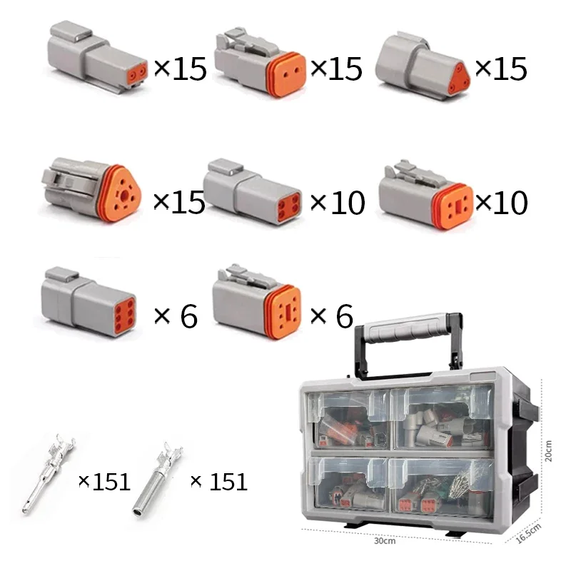 394pcs Deutsch DT Series Waterproof Connector Kit Maintenance Hand Kit DT06-2/3/4/6/8/12S DT04-2/3/4/6/8/12P With terminals