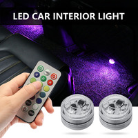 Wireless LED Car Interior Ambient Light Remote Control 13 Colors Diamond Diving Light Auto Roof Foot Atmosphere Lamp Decoration