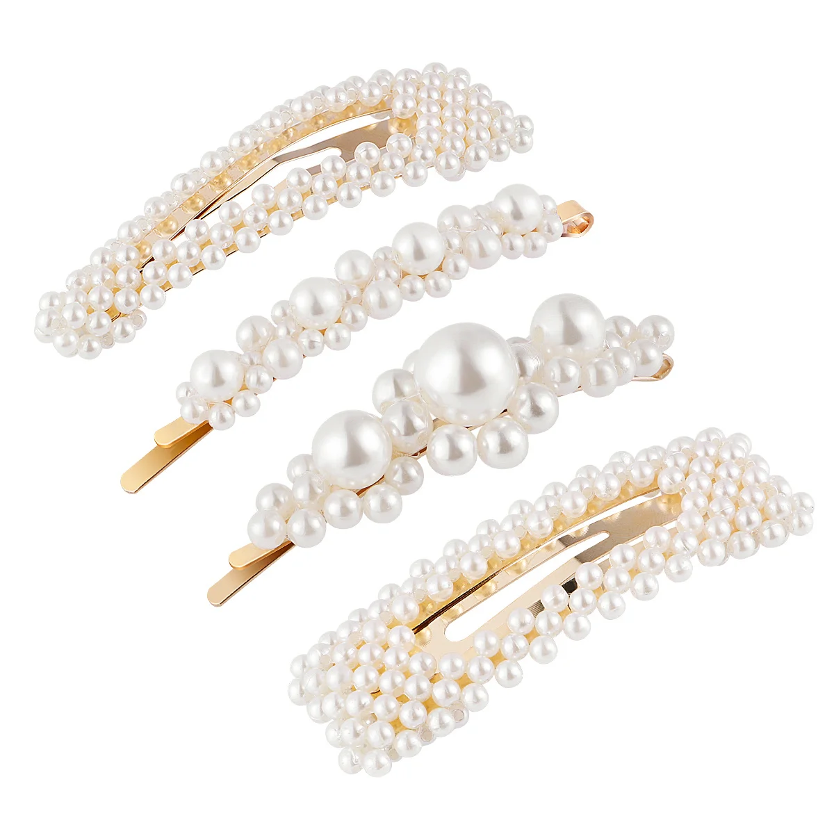 

4Pcs Pearl Hair Clips Alloy Simple Hairpins for Wedding Party Daily Use Fashion Hair Barrettes for Women Girls