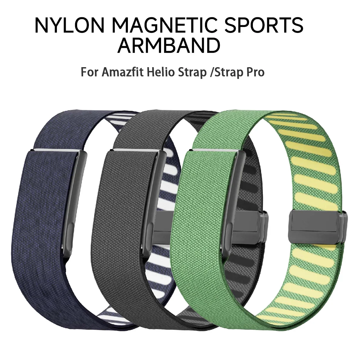 Magnetic Breathable Sport Loop for Amazfit Helio Outdoor Armband Stretchy Adjustable Nylon Bicep Replacement for Helio Pro