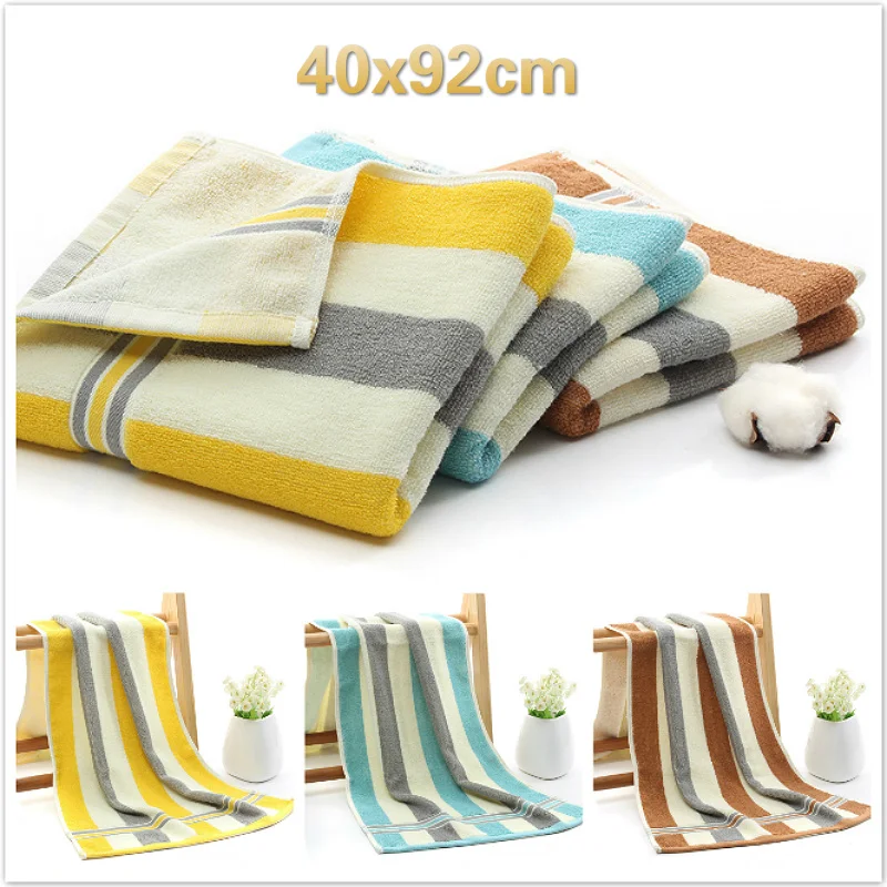 

40x92cm Cotton Color Stripe Long Travel Hotel Hostel Portable Washcloth Running Beach Sun Bath Large Towel Children Lovers Gift