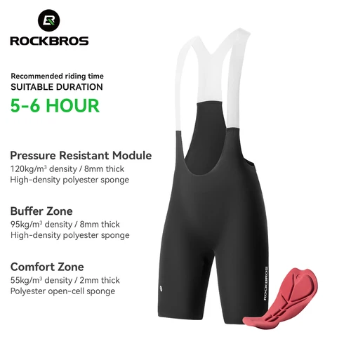 ROCKBROS Verano Culottes de Ciclismo Livianas Respirables Antideslizantes Pantalones de Bib Elásticos Confortables Con Cojin Suave para Hombre Culottes de Ciclismo para Hombre