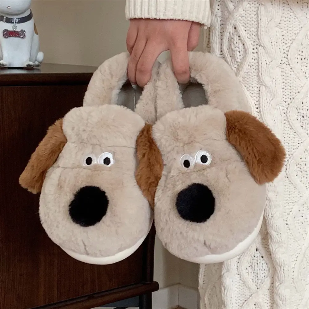 Size36-45 Hug Dog Slippers Girls Fluffy Warm Slide Slipper Female Cuddle Animal Flat Shoes 2022 Ins Hot Thick Furry Slippers