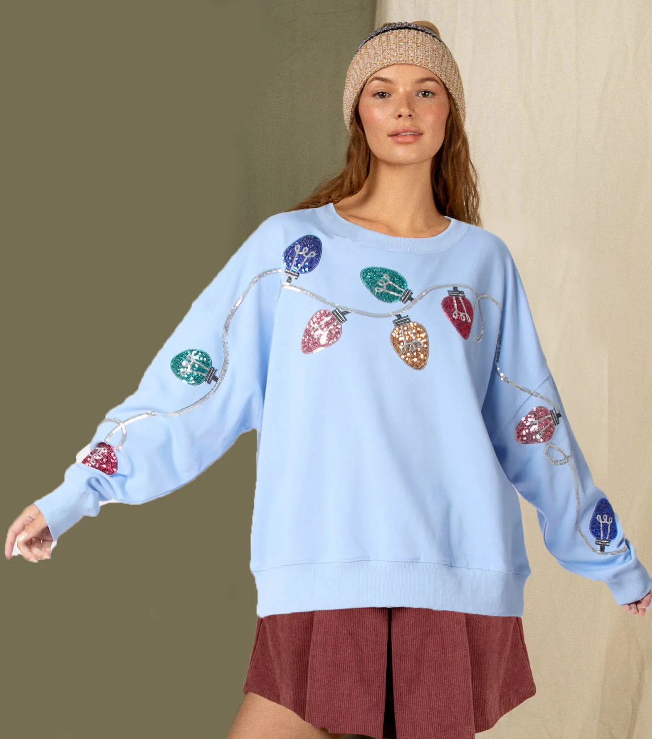 BKLD New Autumn And Winter Women Clothing Christmas Party Wear Fashion Sequined Decoration Round Neck Pullover Sweatshirts