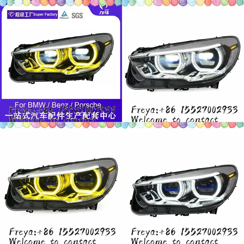 Suitable for 10-17 5 Series GT F07 modified angel eye double lens two-color headlight assembly