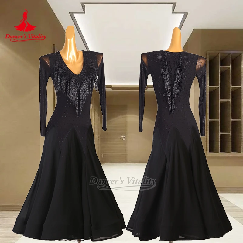 社交ダンスプロフェッショナル長袖ビッグスイングドレスダンサーの活力大人女性ワルツコンテスト&練習服カスタマイズ