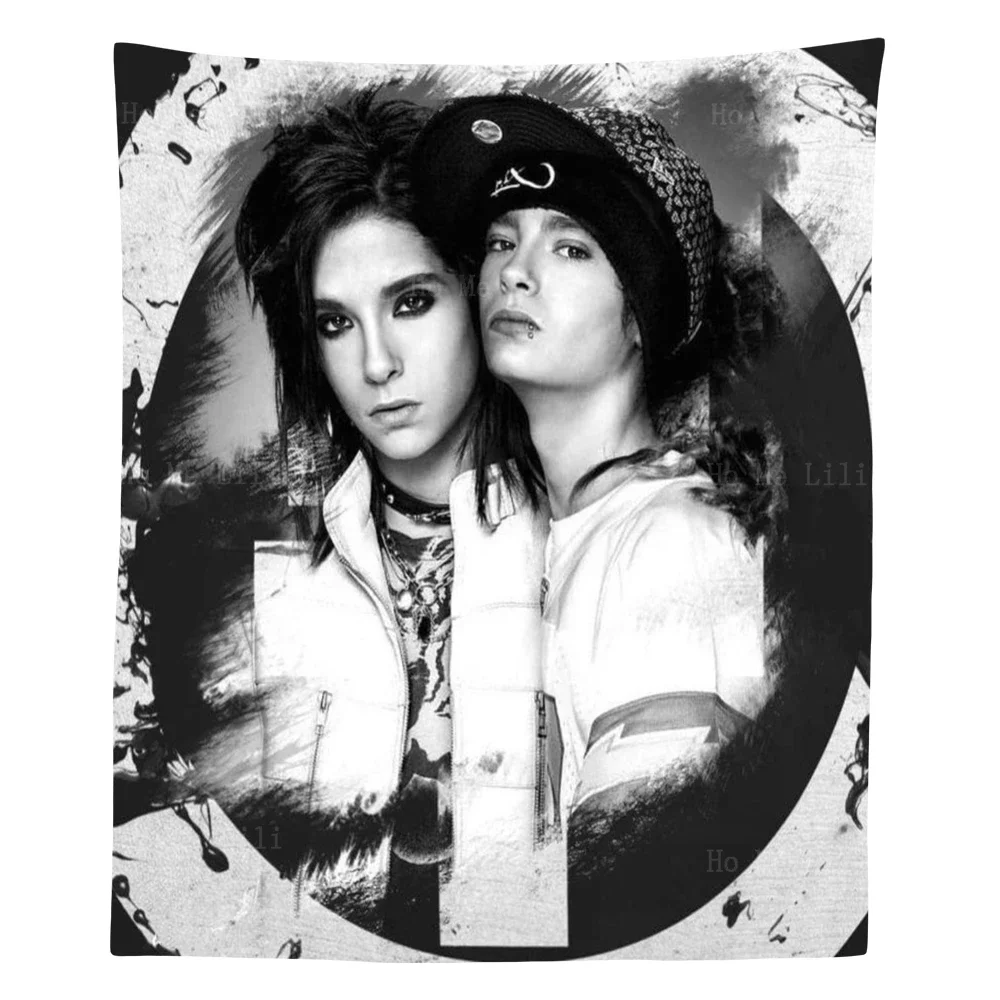 Tokio Hotel German Band Member Twins Brothers Bill And Tom Kaulitz Group Photo Wall Art Hanging Tapestry