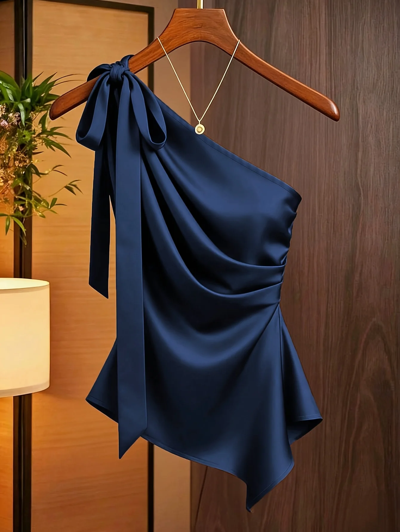 Satin Off-the-Shoulder Women Top with Bow Detail & Ruched Waist