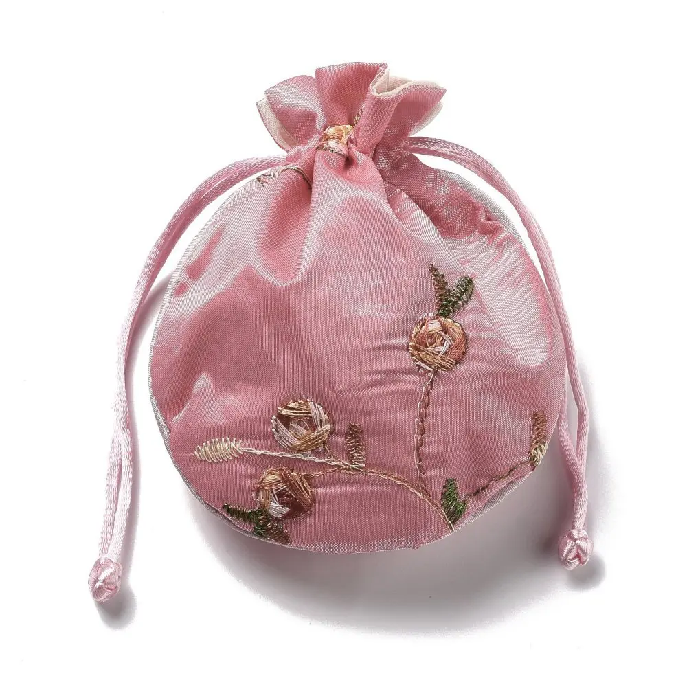 

10pcs Chinese Brocade Packing Pouches Drawstring Bag with Flower Pattern for Gift Present Jewelry Wrapping Pouches 14x11.7x0.2cm