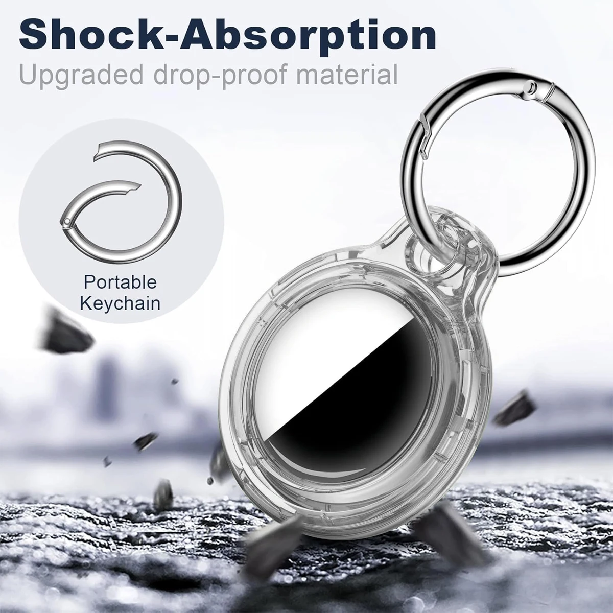 Transparent Hard Shell Keychain for Apple Airtags Case Protective Cover Tracker Accessories Anti-scratch Air Tag Key Ring Holder