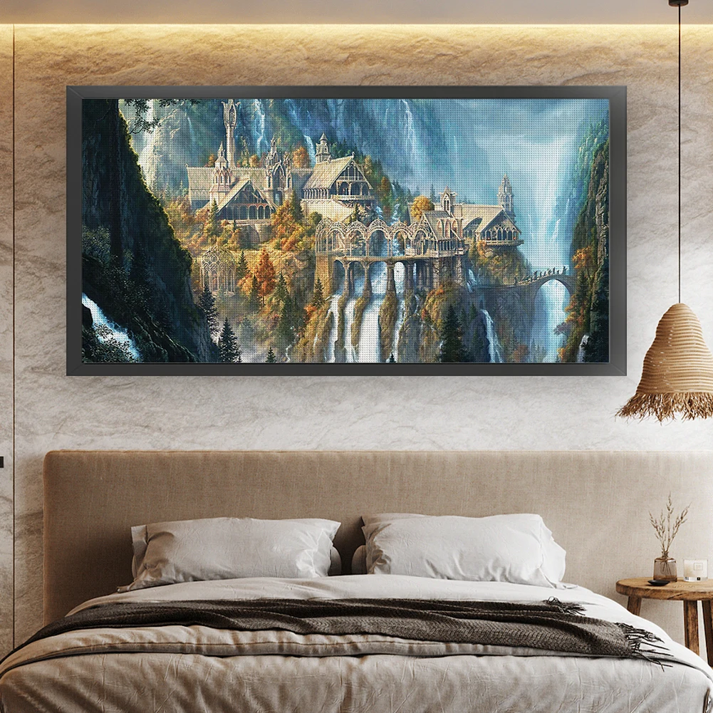 

Full Embroidery cotton Thread 14CT Printed Wonderland Cross Stitch 80x40cm