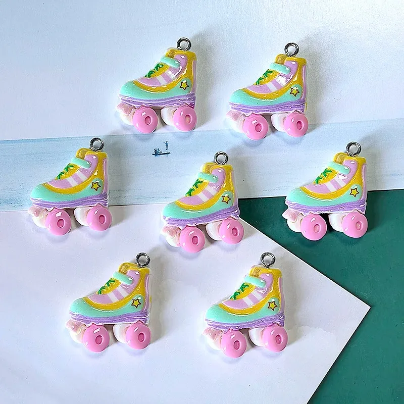 10pcs Funny Cute Cartoon Roller Skates Resin Charms DIY Sports Earring Pendant Jewelry Make