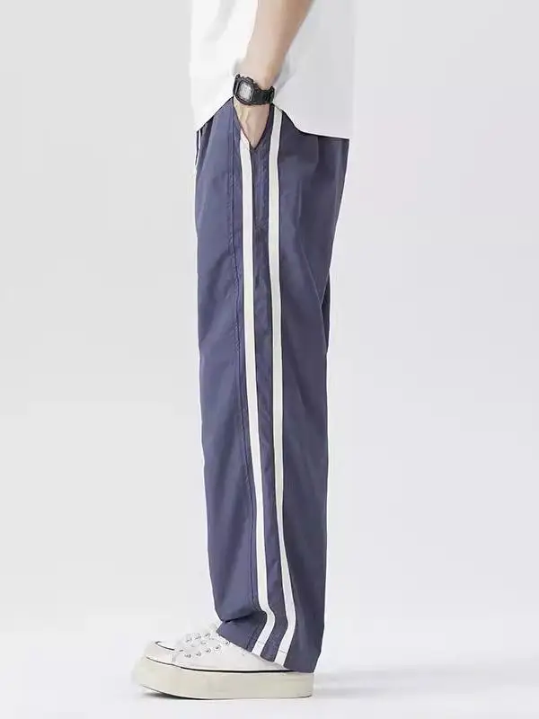 

Cool Straight Leg Casual Pants Men's Trendy Summer Qui Dry Loose Dstring Sport Long Trousers Youth Polyester Fiber