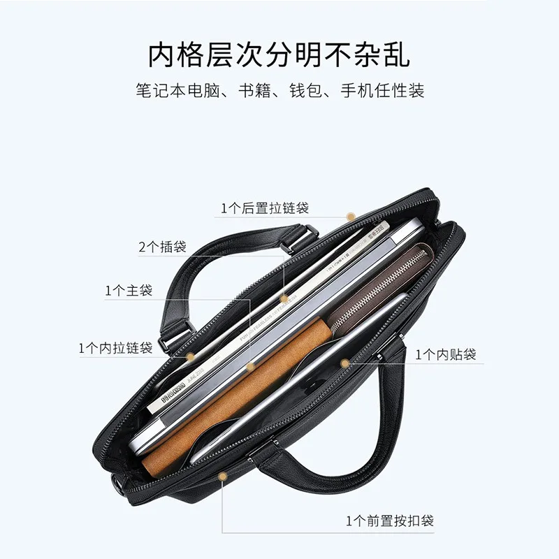 Men's Fashion Briefcase Genuine Leather Man Bags Business Messenger Luxury Brand Men Crossbody Handbag Large Capacity Wholesale