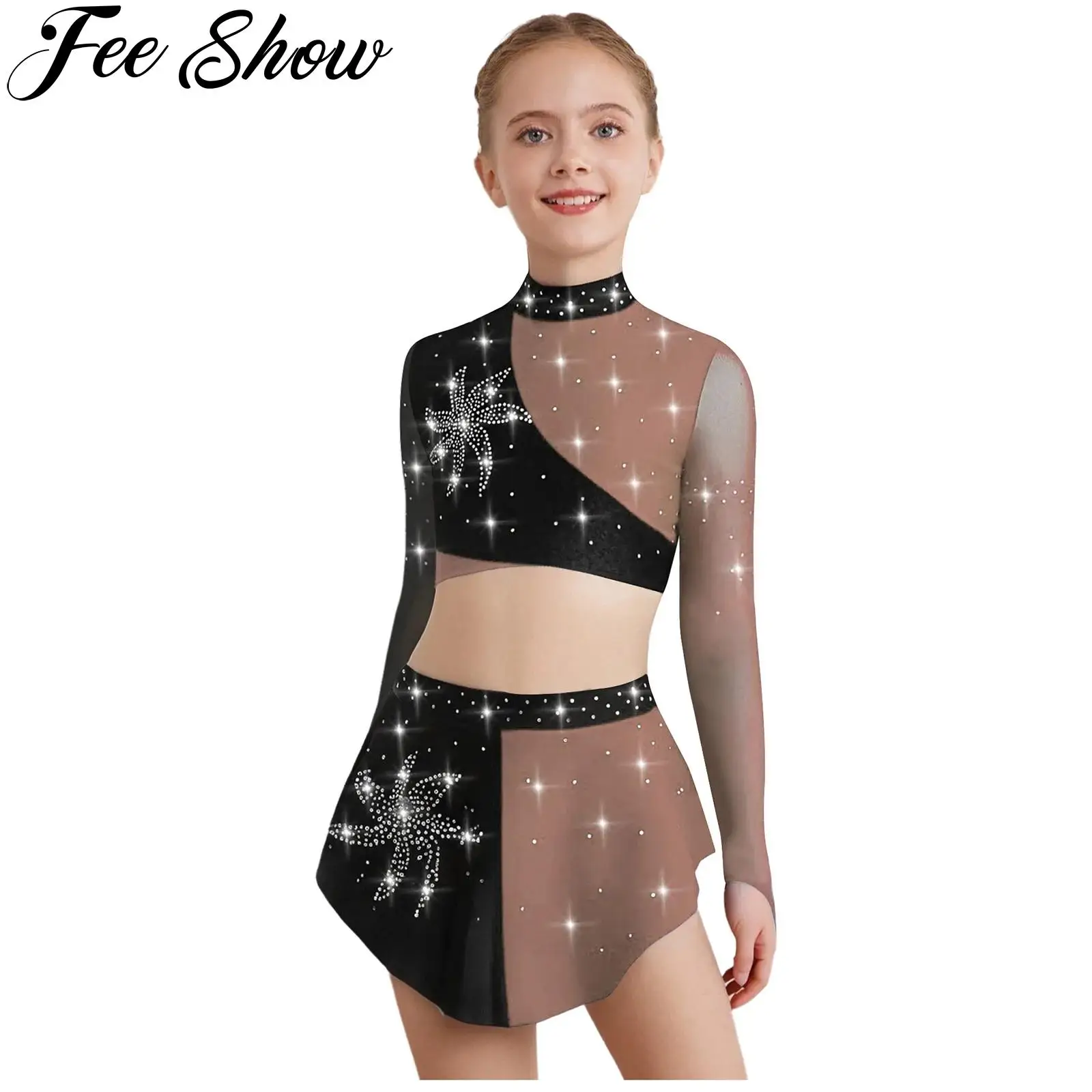 meninas-patinacao-artistica-ballet-danca-outfits-strass-ginastica-ritmica-desempenho-traje-mangas-compridas-colheita-superior-com-saia