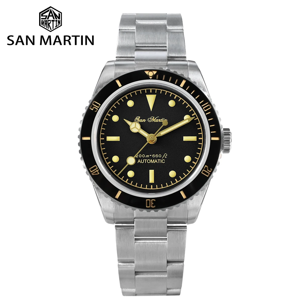 

San Martin 38mm 6200 Diver Watch For Men Timepiece NH35 Automatic On The Fly Adjust Clasp Sapphire BGW-9 Luminous 20Bar SN0004GA