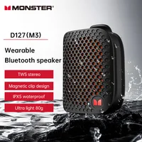 Monster M3 magnétique Clip-On Mini BT V5.4 Portable lieu de travail extérieur Portable sans fil Bluetooth haut-parleurs avec basse Altavoz micro 2