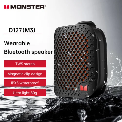 Imagen 2 del producto Monster M3-Altavoces Bluetooth inalámbricos con Clip magnético, Mini BT V5.4, portátiles, para local de trabajo al aire libre, con micrófono Bass Altavoz