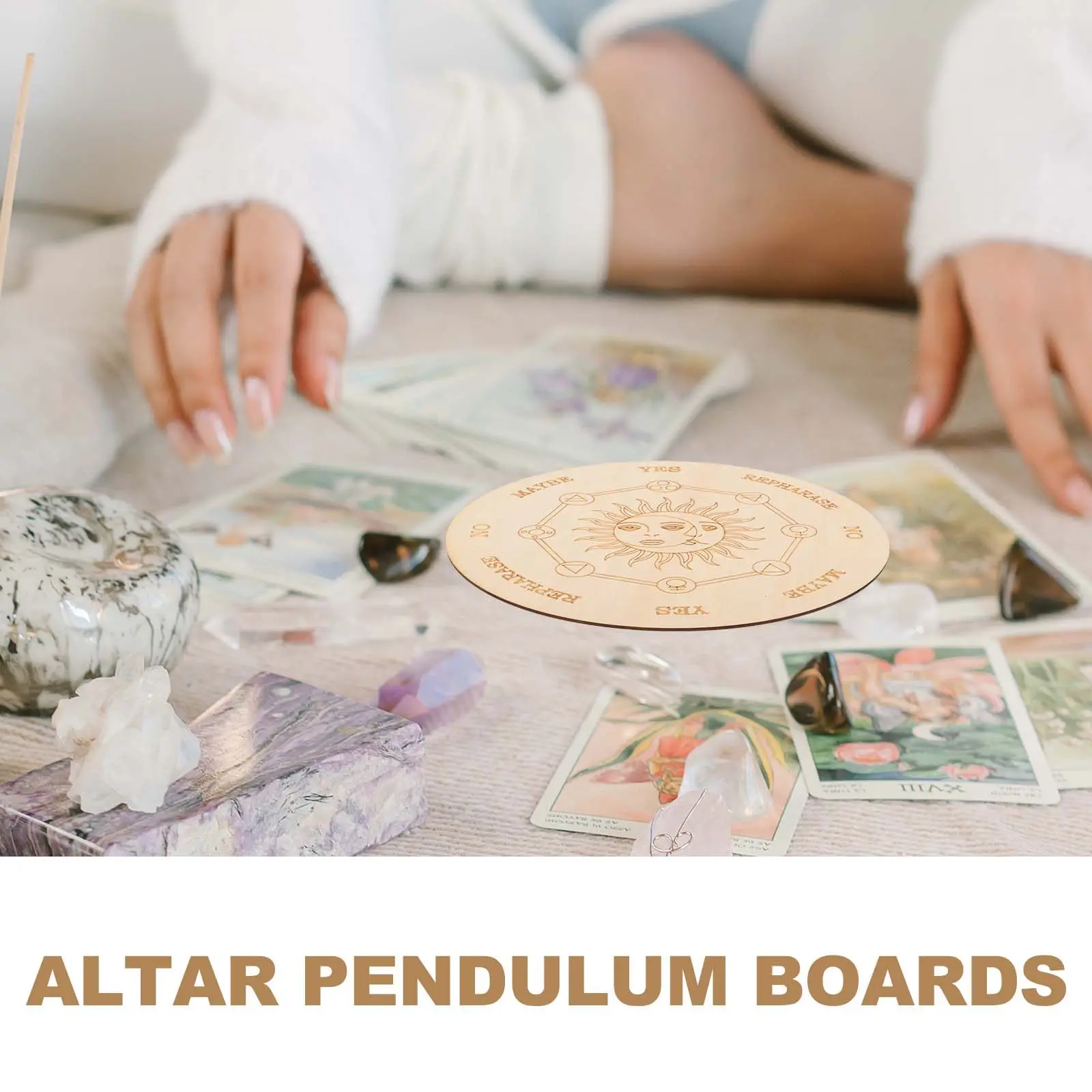 1Set Wooden Dowsing Divination Board Pendulum Game Prop Wiccan Witchcraft Supplies Altar Decoration Metaphysical Spirit Board