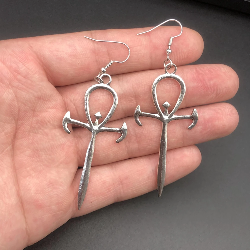 Goth Vampire Gothic Ankh Cross Black Earrings Occult Gothic Dracula Nosferatu Symbol Fashion Original Jewelry Gift Fashion New