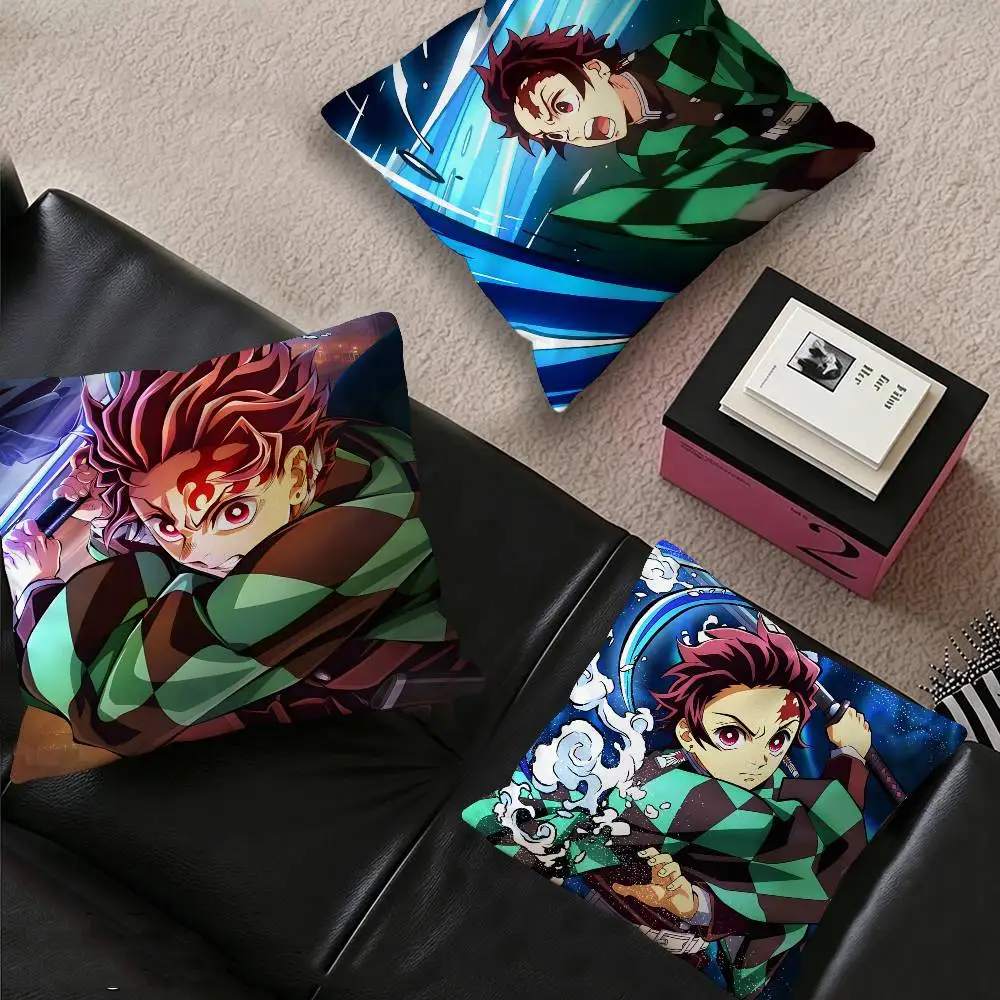 Anime Character Tanjiro Kamado Maple Design Cushion Cover Happy Autumn Harvest decor Holiday Decorati Pillow Cover