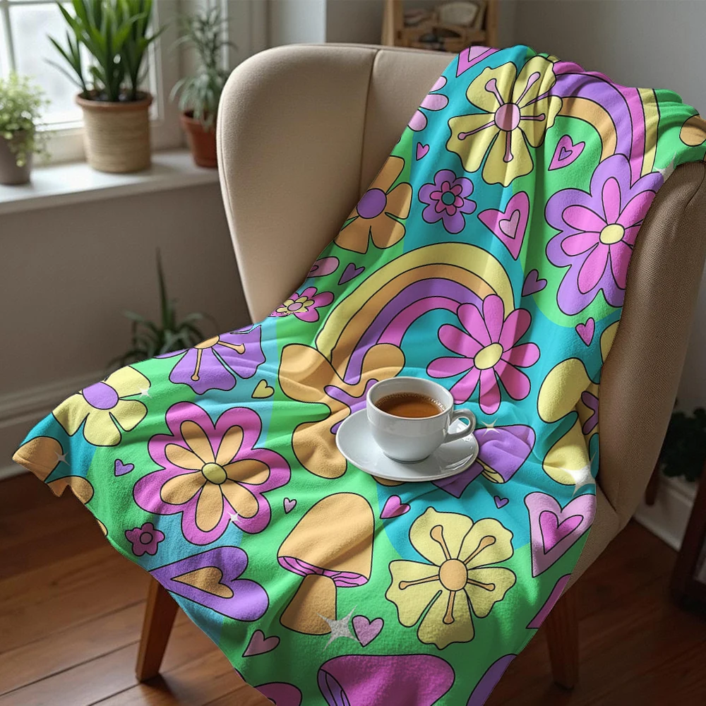 Rainbow Daisy Cartoon Anime Pr - Christmas Throw Blanket review and price
