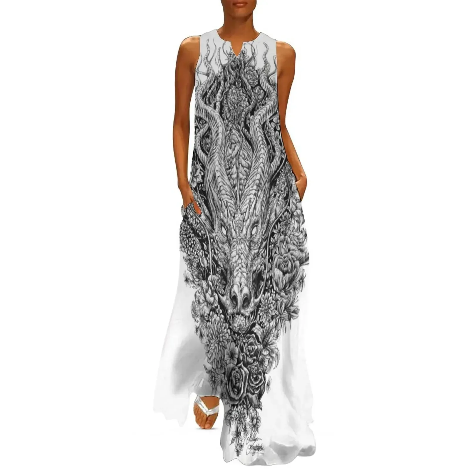 

Dragon in the Flowers Long Dress women long dresses Long dress woman clothing women summer 2025 Dress