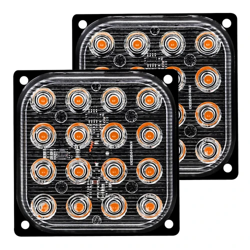 2x luz de advertencia estroboscópica Led rejilla estroboscópica Flash lámpara de camión semáforo ámbar 12V 24V luz redonda para coche luces laterales cuadradas
