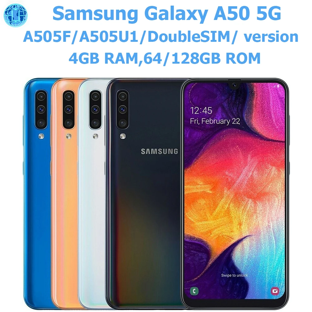 Samsung Galaxy A50 Smart Android Phone 6,4-Zoll AMOLED Fingerabdruck-Gesichts-Samsung-Smartphone 4000 mAh 25 MP NFCOriginal-Entriegelung