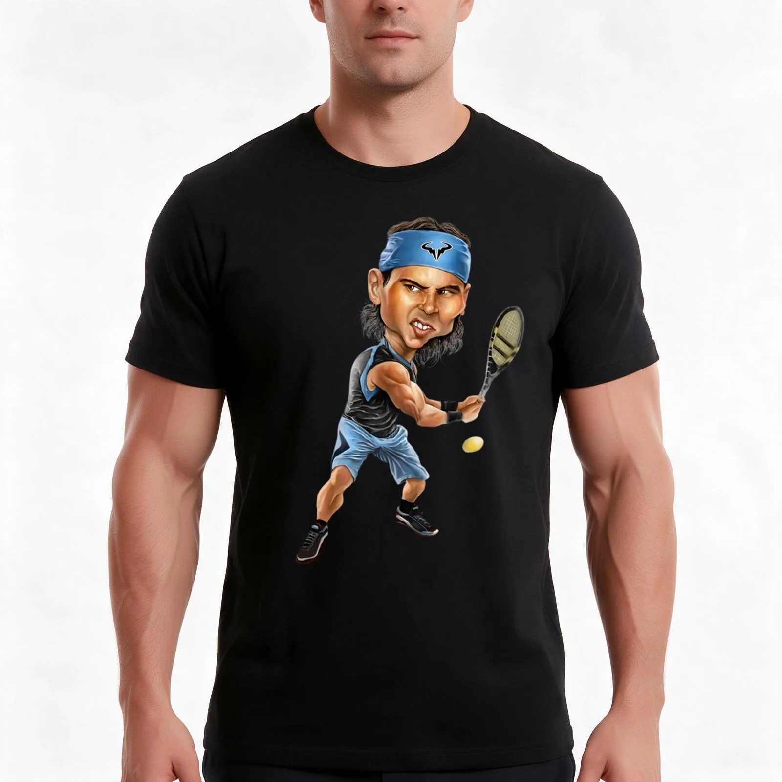 rafa T-Shirt, Summer Casual Cotton Tee, Oversized Streetwear Tops, Vintage Graphic Print, Loose Fit Short Sleeve, 100% Cotton