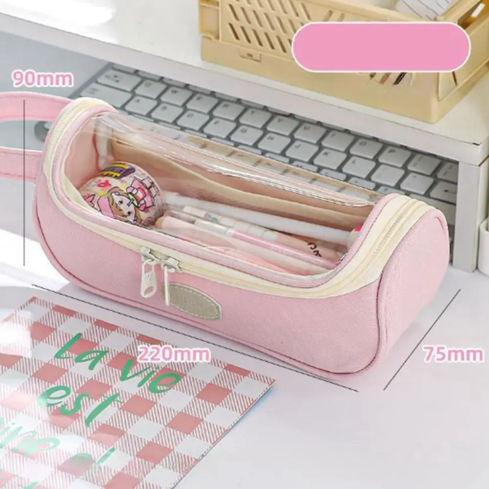 High Appearance Level Transparent Pencil Case PVC Storage Box Simple Pen Case Macaron Pencil Holder Zipper Pencil Box Student