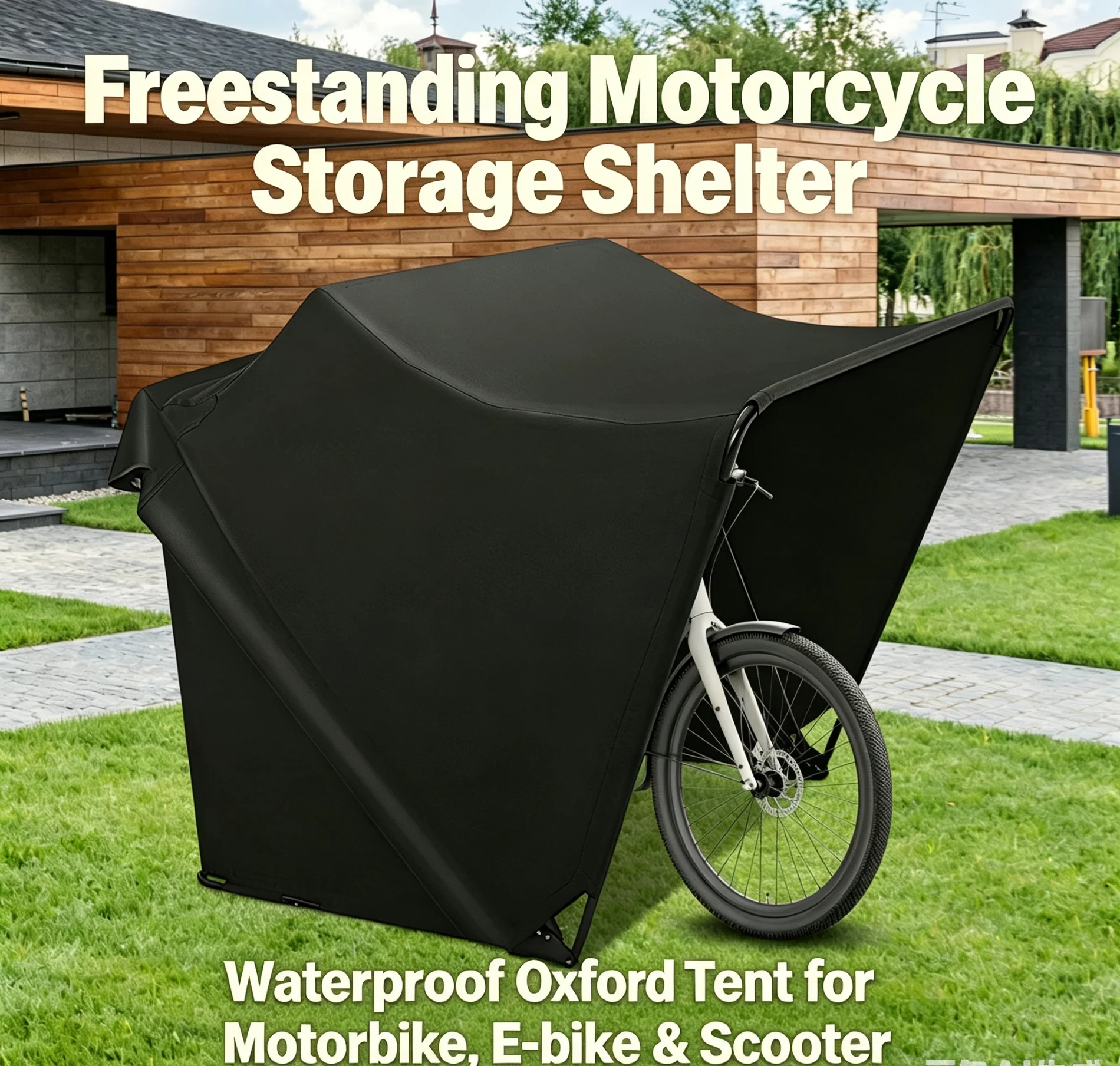 Freistehender Motorrad-Unterstand 270×105×155cm Oxford Wasserdichtes Outdoor-Schutzzelt für Motorräder, E-Bikes und Roller