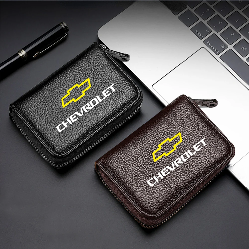 Fashion Leather Casual Wallet Multi-functional Card Holder Bag For Chevrolet Cruze Lacetti Sonic Spark Sail Aveo T250 Cobalt Z71