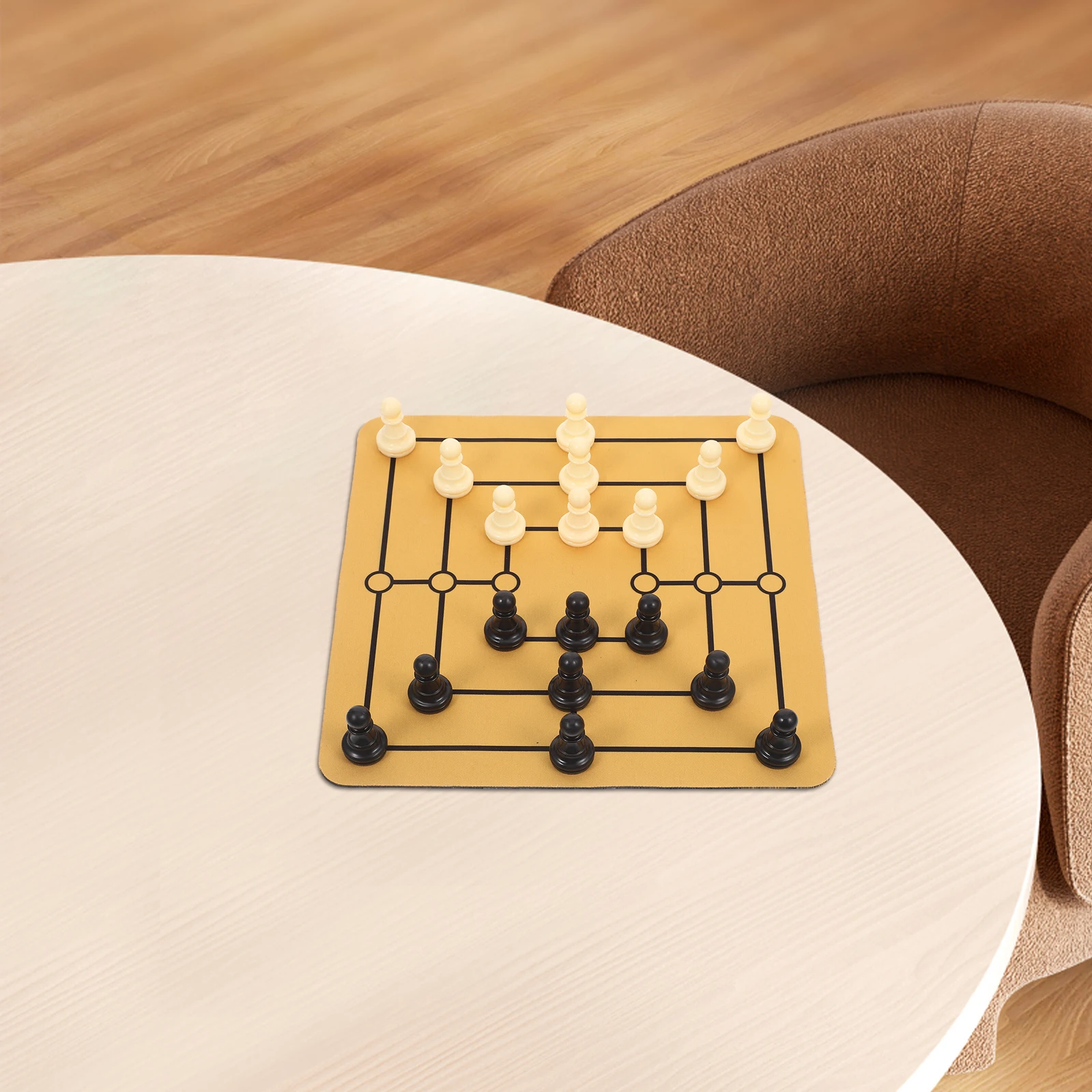 

1 set 1 Set Nine Mens Morris Board Portable Lightweight Family Strategy Educational Chess Set For Adults Kids Desktop Mouse Pad