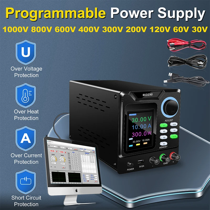 KUAIQU 1000V 1A RS232/USB Programmable DC Power Supply Laboratory Adjustable 400V 800V 600V 300V 200V 30V10A Switch Bench Source