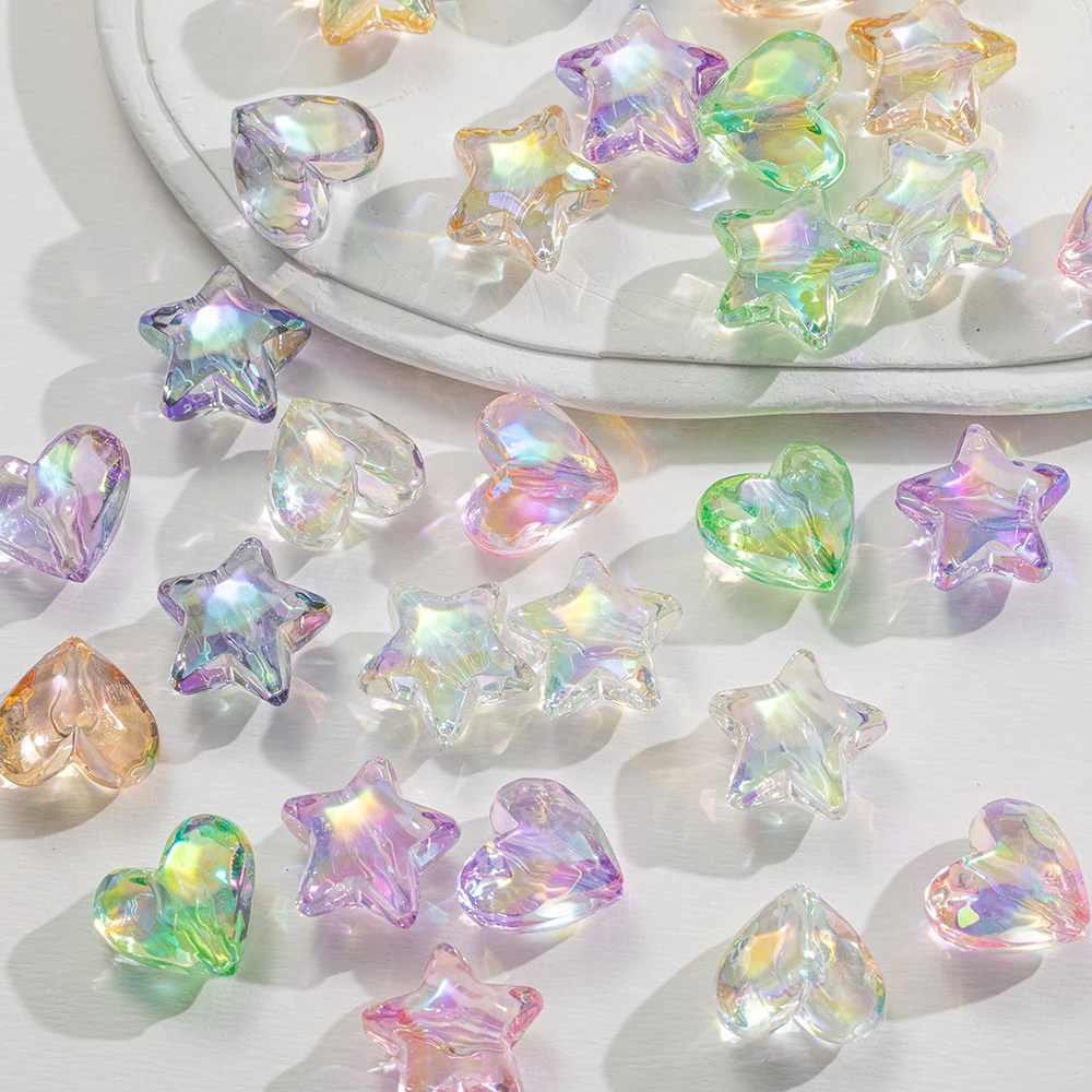 20 قطعة قلب أكريليك نجمة خماسية فضفاض خزر عازل DIY بها بنفسك اليدوية قلادة سوار مستلزمات صناعة المجوهرات اكسسوارات