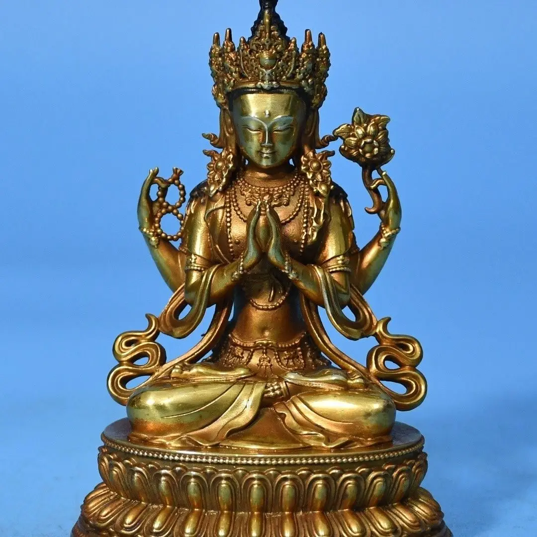 Tibetan Four-Armed Tara guanyin godness Statue Sculpture Figurine Home Decoration Accessories