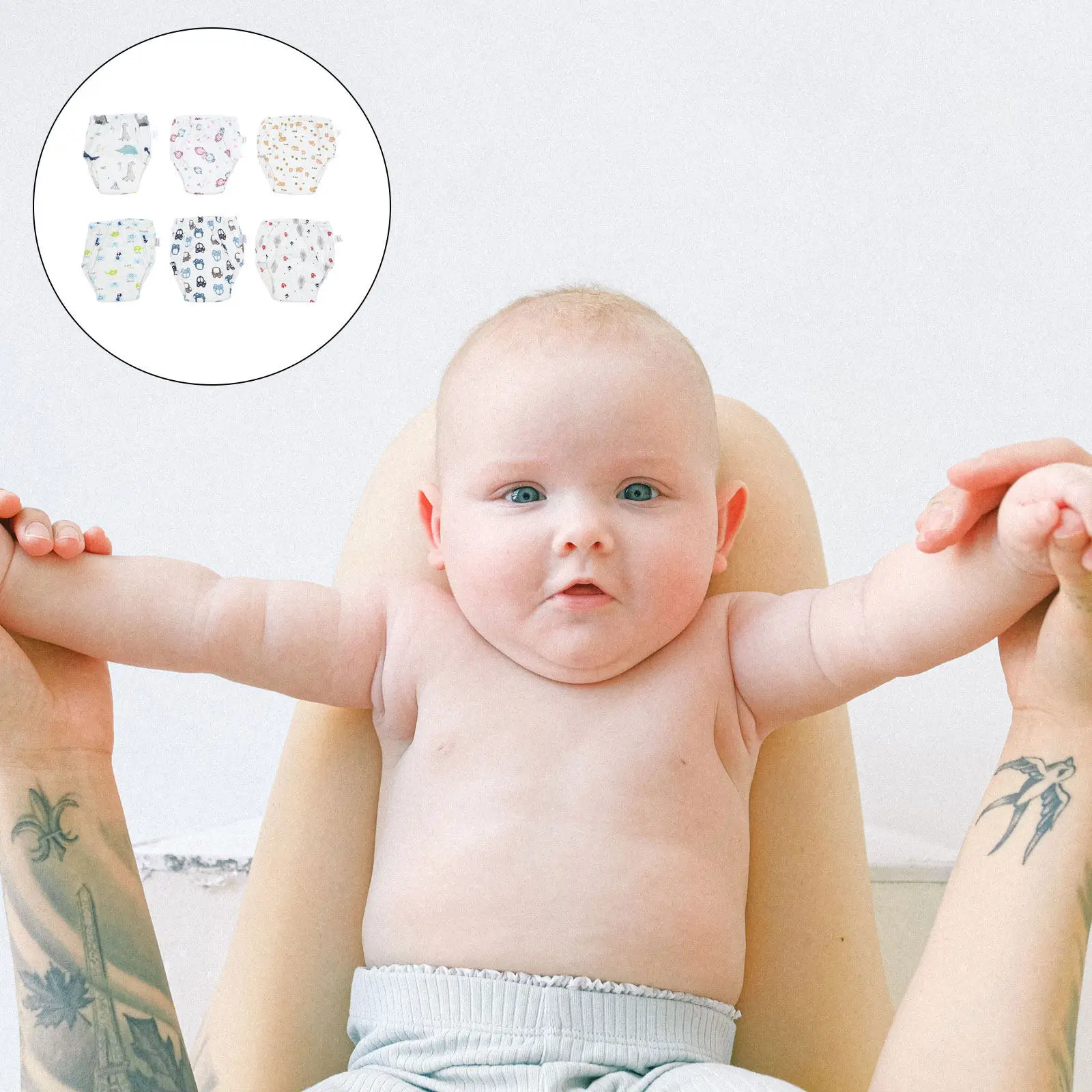 6-個ベビートレーニングパンツ-4-層ガーゼ洗えるおむつ綿通気性漏れ防止防水新生児幼児ベッド服