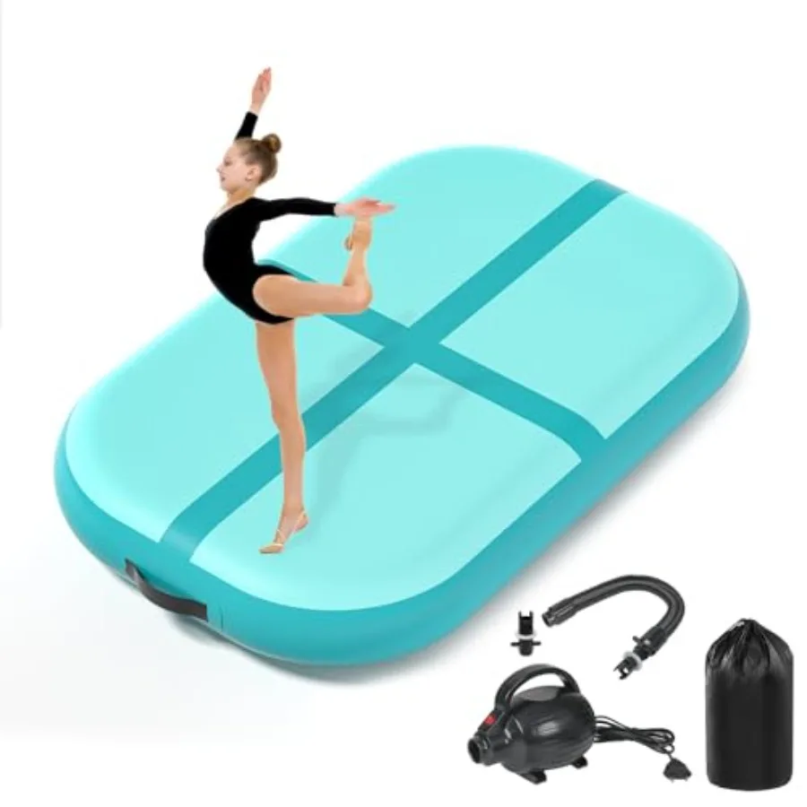 

Inflatable Air Gymnastics Tumbling Mat for home training, PVC material, blue, 4/8 inch thickness, includes electric air pump