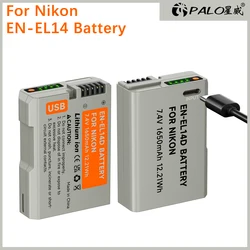 PALO 1650mAh EN EL14 EL14a EN-EL14 EN-EL14a USB Camera Battery For Nikon P7000 P7800 D3100 D3400 D3500 D5100 D5300 D5600 P7700