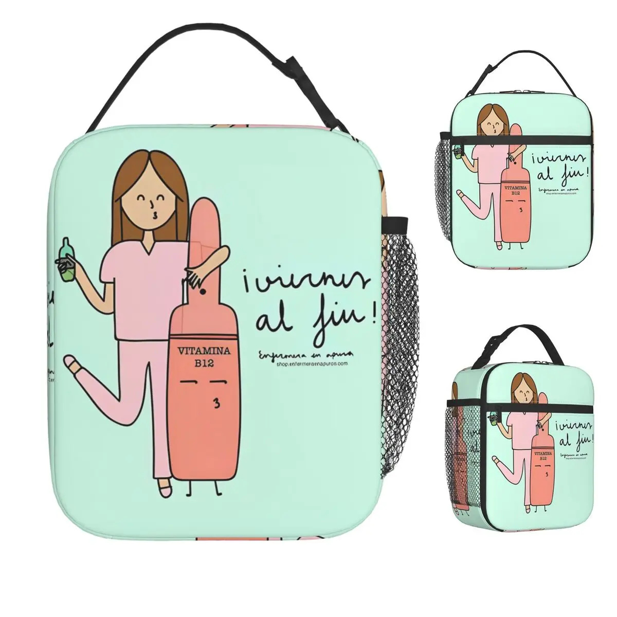 

Enfermera En Apuros Nurse Lunch Bag Portable Lunch Box Beach Print Cooler Bag Kawaii Waterproof Thermal Tote Handbags